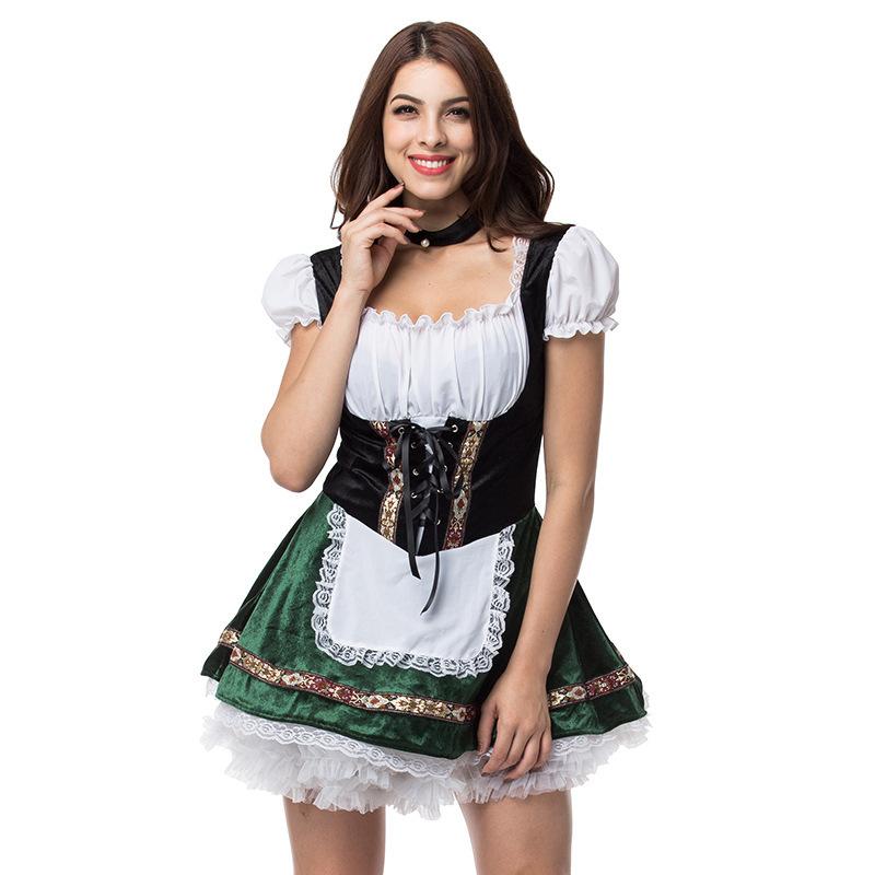Oktoberfest Women Costume German Bavarian Dirndl Beer Maid Fancy Party Dress