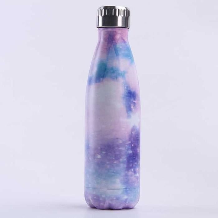 Bouteille d'eau en Acier Inoxydable Ciel étoilé Imprimé Thermos 500ml Double Paroi Isolée sous Vide Gourde Isothermes - Style 39