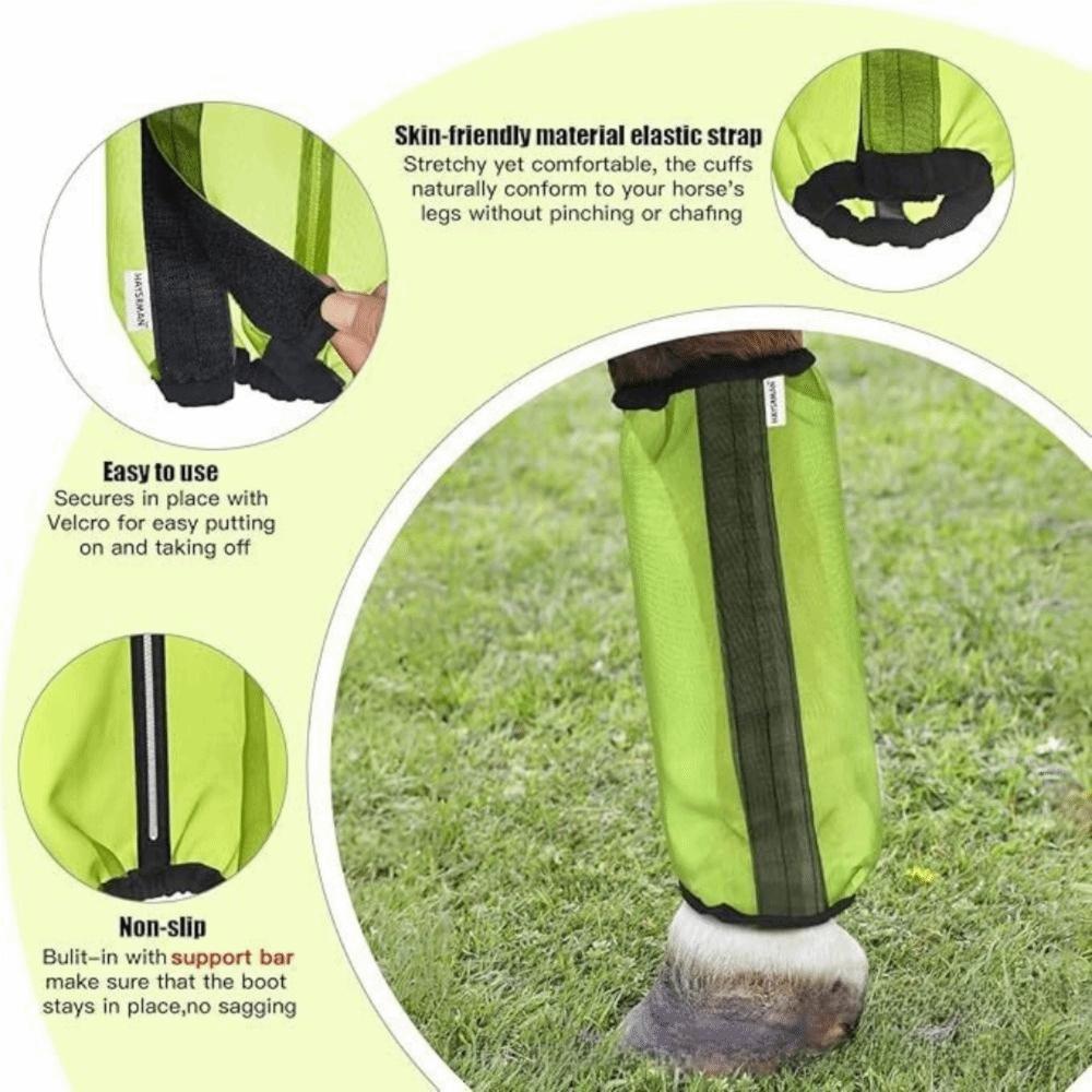 4Pcs Non Slip Horse Shoofly Leggings Breathable Mesh Fly Leg Wraps Horse Fly Sheets  Horse Care