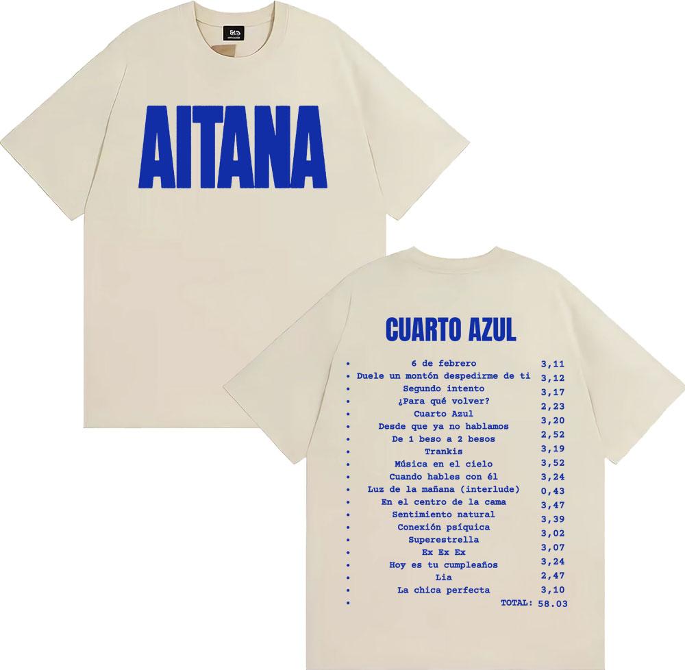 Aitana Cuarto Azul Wdrld Tour 2026 Merch T Shirt Unisex Women Clothing Aesthetic Fashion Tshirts High Quality ONeck Loose Tshirt