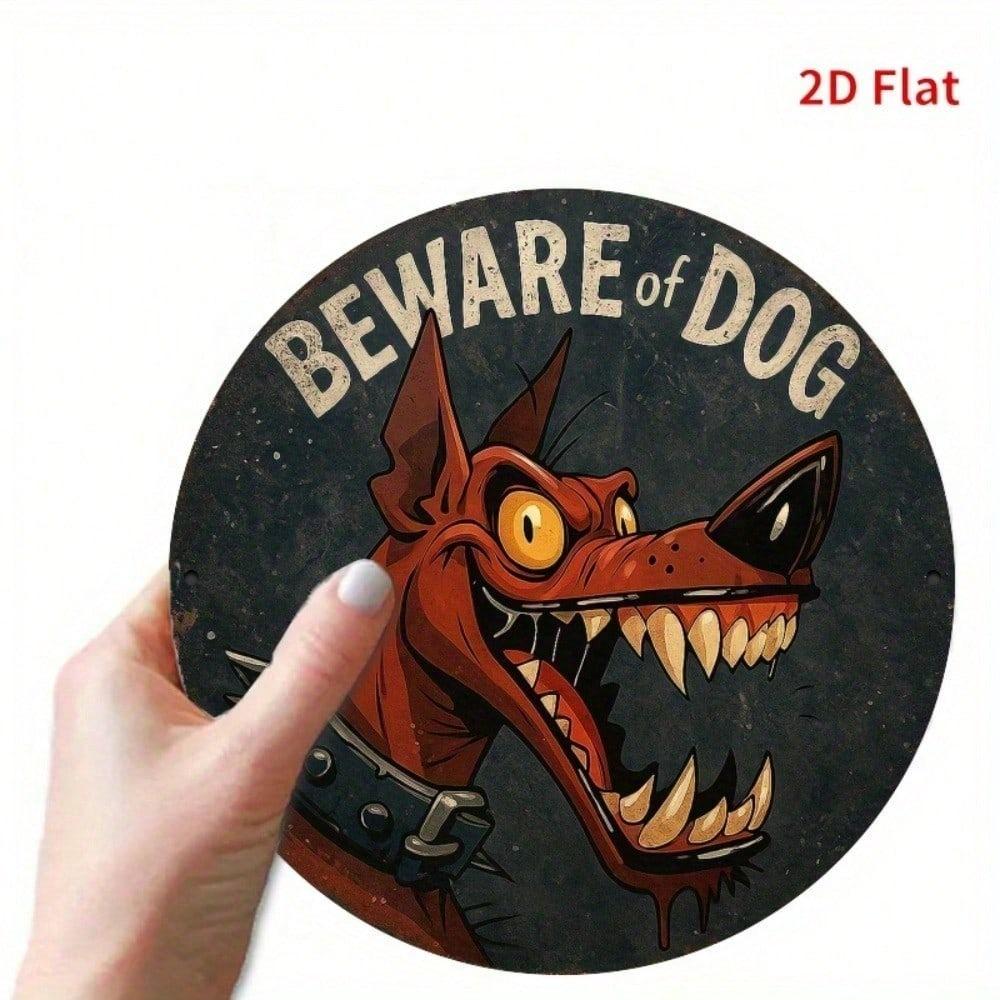 Beware of Aggressive Dog Metal Wall Poster, Garage Sign