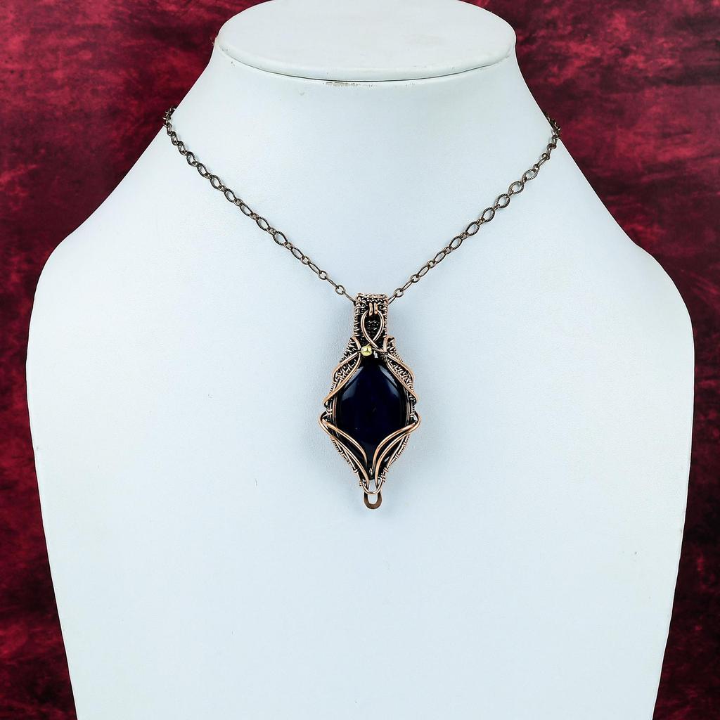 Blue Fire Labradorite Pendant Copper Wire Wrapped Gemstone Pendant Copper Jewelry Handmade Brand New Pendant Wire Wrap Jewelry Gifts For Her