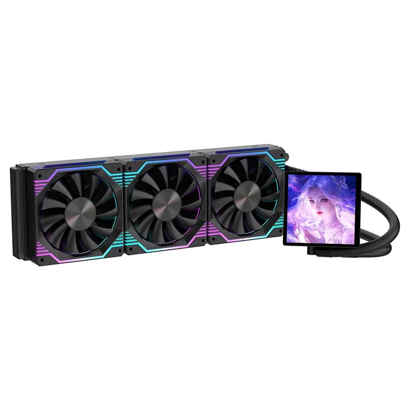 

QT-2025 новый 360мм ARGB радиатор для водяного охлаждения ПК, жидкостный кулер для ЦП с 4,0-дюймовым ПК видео дисплеем для DIY чёрный