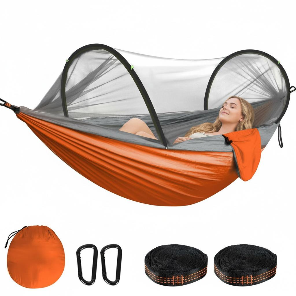 Portable Anti-Mosquito Camping Hammock with Automatic Quick-Opening