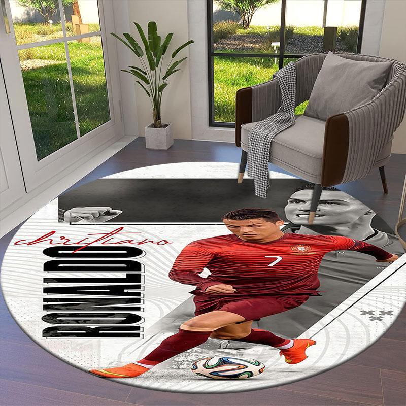 Στρογγυλό Χαλί Cristiano Ronaldo, Χαλί για Σαλόνι Υπνοδωμάτιο Καναπέ Παιδικό Δωμάτιο Διακόσμηση, Αντιολισθητικό Πατάκι
