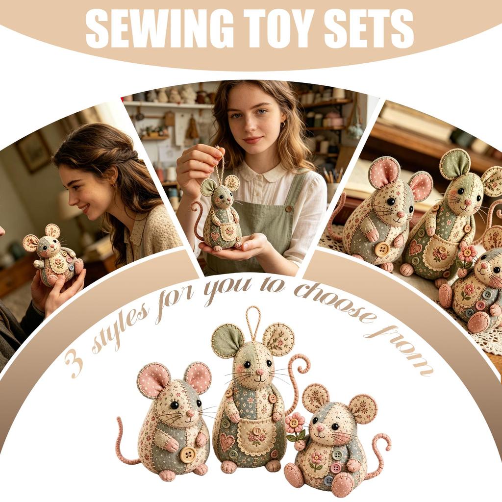 Patchwork DIY Sewing Kit Set of 3 Fabric Animal Kit for Home Decoration and Creative Projects