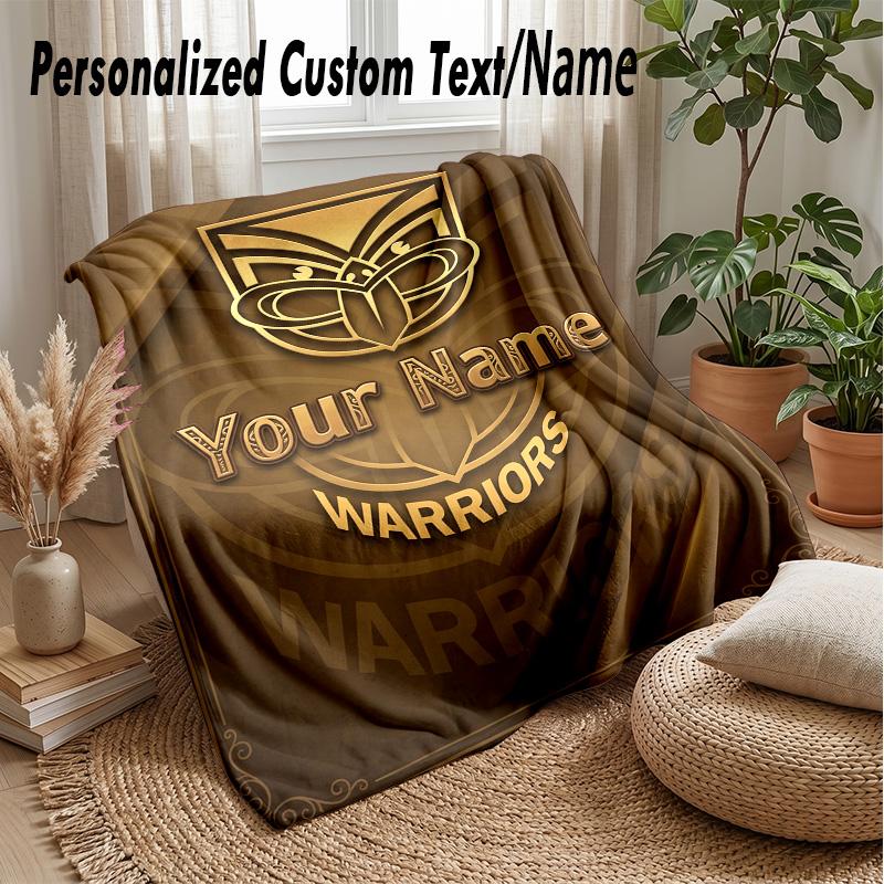 Wigan Warriors Custom Flannel Throw Blanket Print Your Name Text Soft Warm Blanket Holiday Present