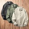Men's Loose-Fit Long Sleeve Button-Down Shirt Utility Style Multi-Pocket Casual Top