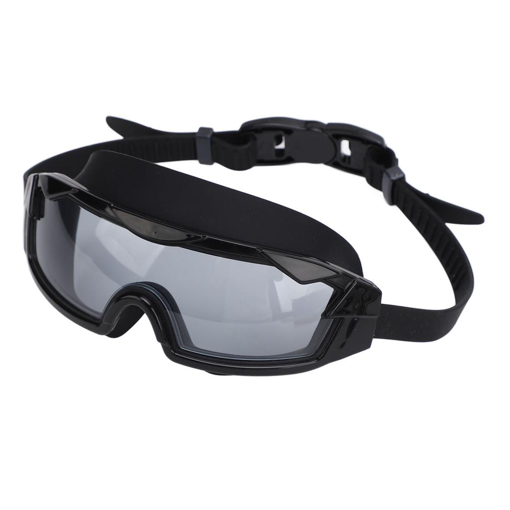 Swim Goggles with Earplugs PC Silicone Clear Lens Wide View Anti Fog Swimming Goggles for Adults Men Women Black