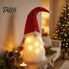 Christmas Gnome Decoration Light-Up with Sequins, Soft Plush Doll Red Fabric Hat And White Beard for Holiday Indoor Home Office Tabletop Mantel Decor