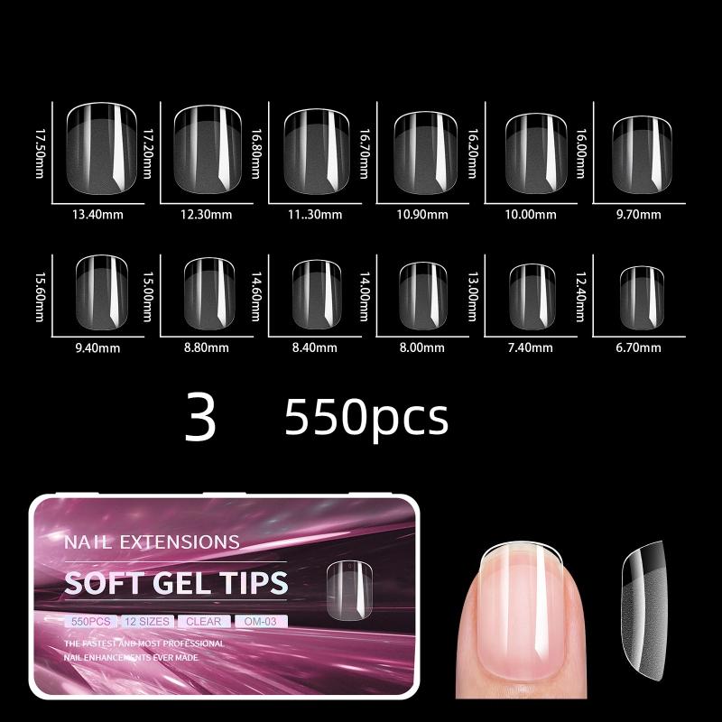 550Pcs Semi-Matte Fake Nails No Polishing Press On False Nails Medium Short Design Nail Tips Salon Home Diy Fake Nail Extension