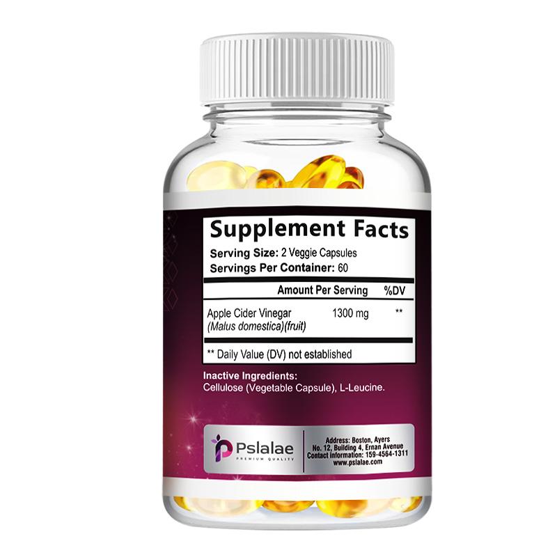 Pslalae 1300mg Apple Cider Vinegar Capsules - Weight Management, Immune Health
