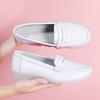 Fashion Leather Air Cushion Nurse Shoes for Women Spring and Summer New Soft Soled Breathable Flat Soled White  Shoes
