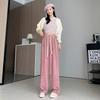 ! European Cotton Lint Wide-leg Pants Women's Autumn and Winter High-waisted Loose Casual Pants Small Mopping Sports Straight Pants