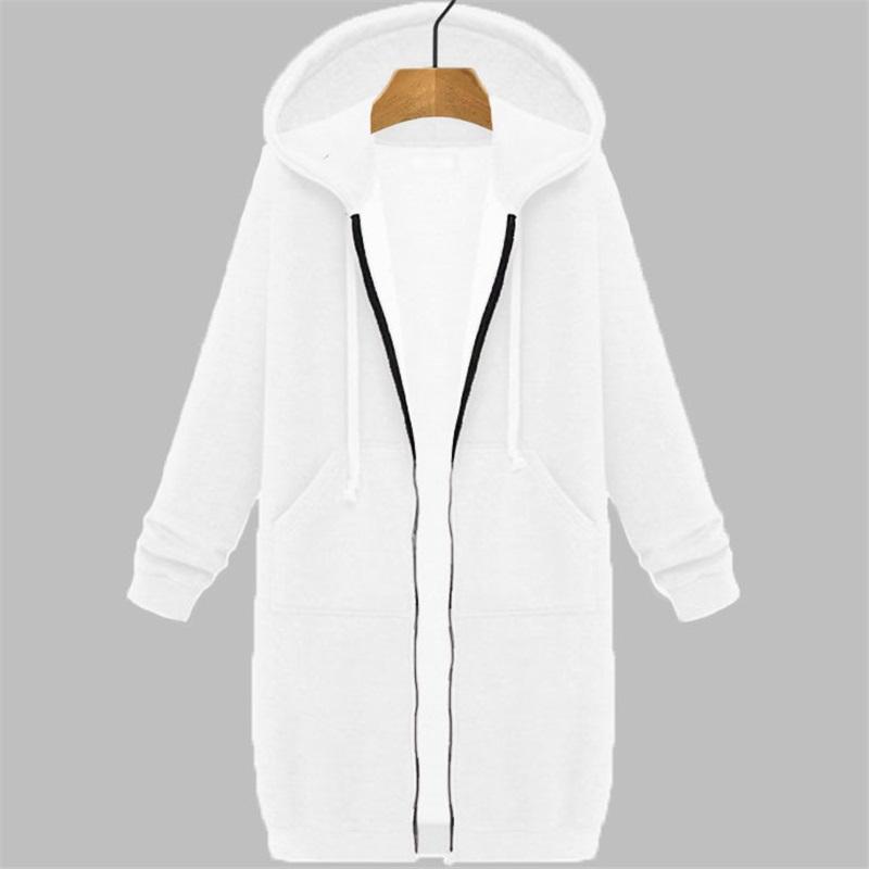 

Женское худи средней длины из шерстяного трикотажа, длинная куртка на осень и зиму XXXL белый