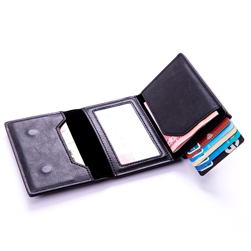 RFID Apple AirTag Tracker Protective Case with Crazy Horse Card Holder and Carbon Fiber Finish