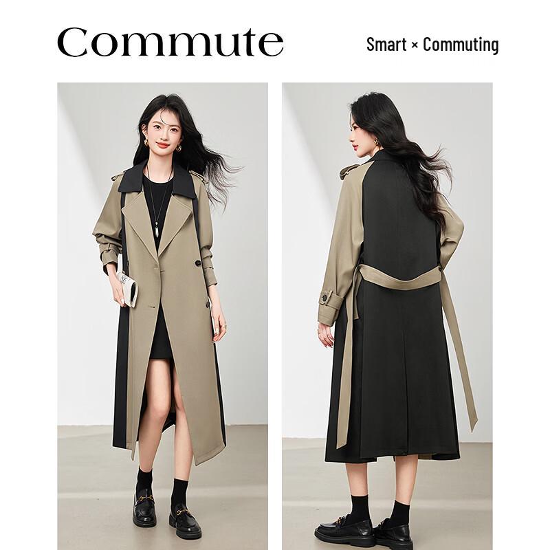 Women's Designer Color-block Trench Coat