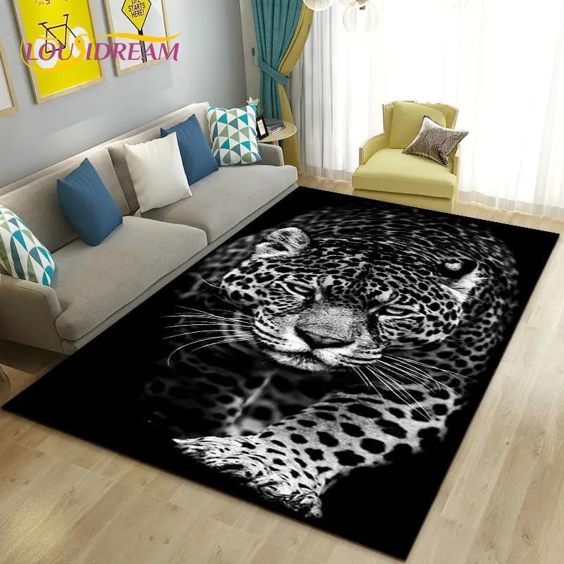 3D Cartoon Dier Luipaard Jachtluipaard Gebiedskleed Tapijt voor Woonkamer Slaapkamer Speelkamer Sofa decoratie huis Antislipkleed Vloermat Zacht