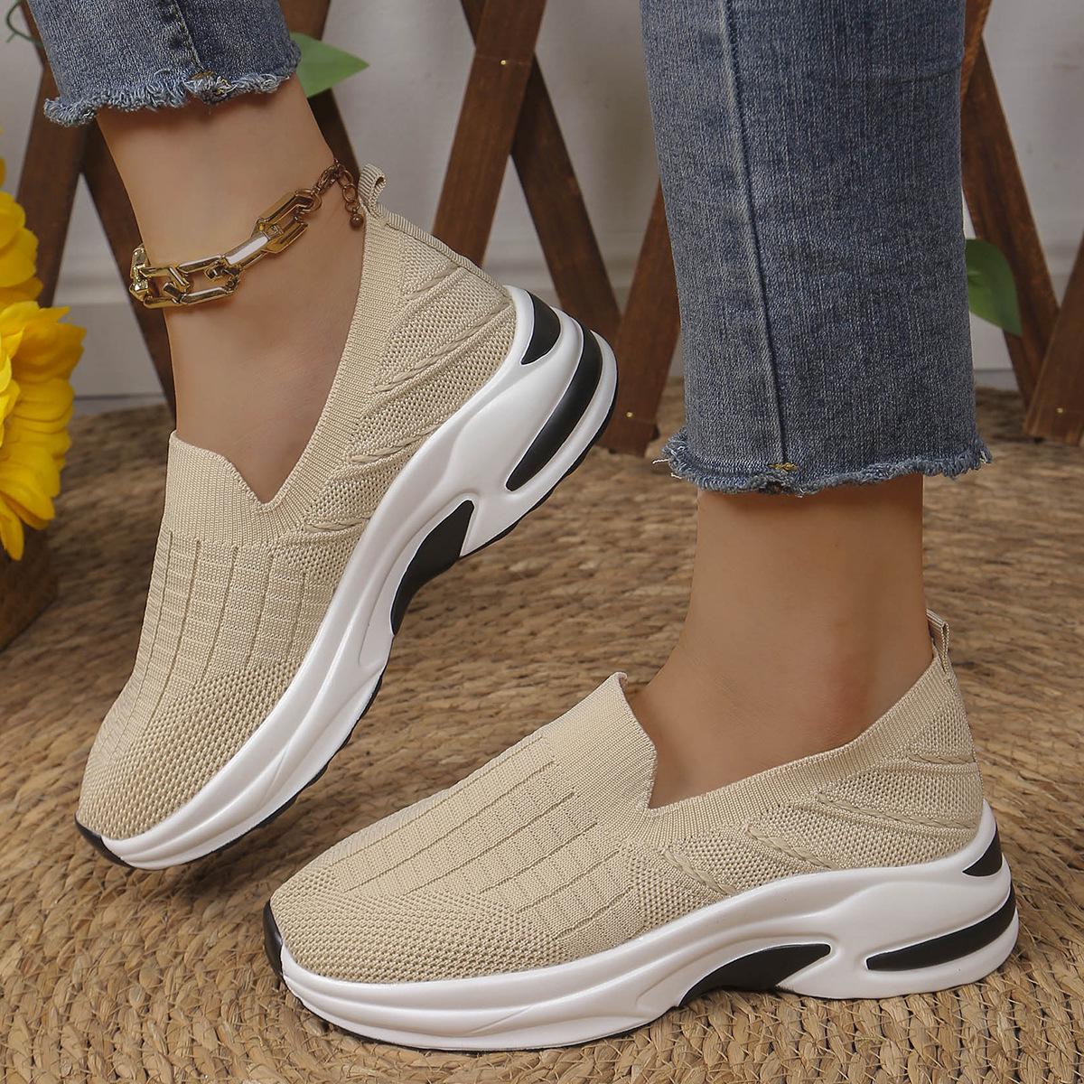 Plus Size Women s Knit Slip-On Wedge Shoes - Spring/Autumn 2025 Collection 41