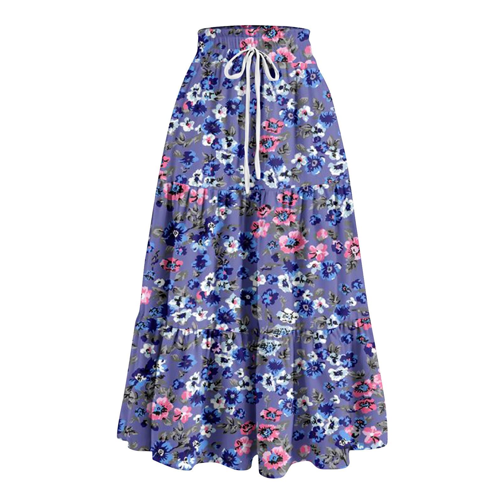 

Жіноча весняна повсякденна довга спідниця з рюшами Однотонна спідниця в ретро-плісе M фіолетовий