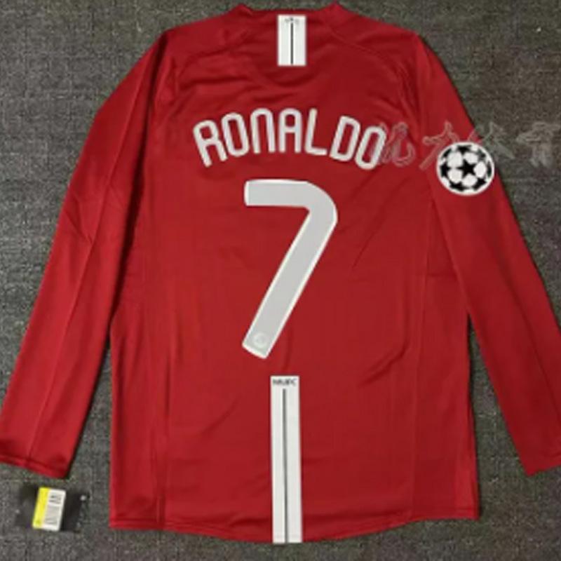 Kırmızı Şeytanlar retro uzun kollu forma MU iç saha retro futbol futbol forması