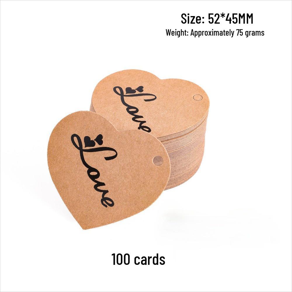 Heart-Shaped Cowhide Paper Blank Tag - Valentine's Day Red Label