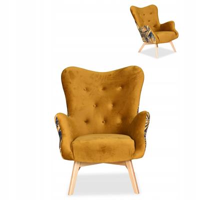 Scandinavian Wing Chair Luna Print Duo Family Furniture Gold Yellow Comfortable