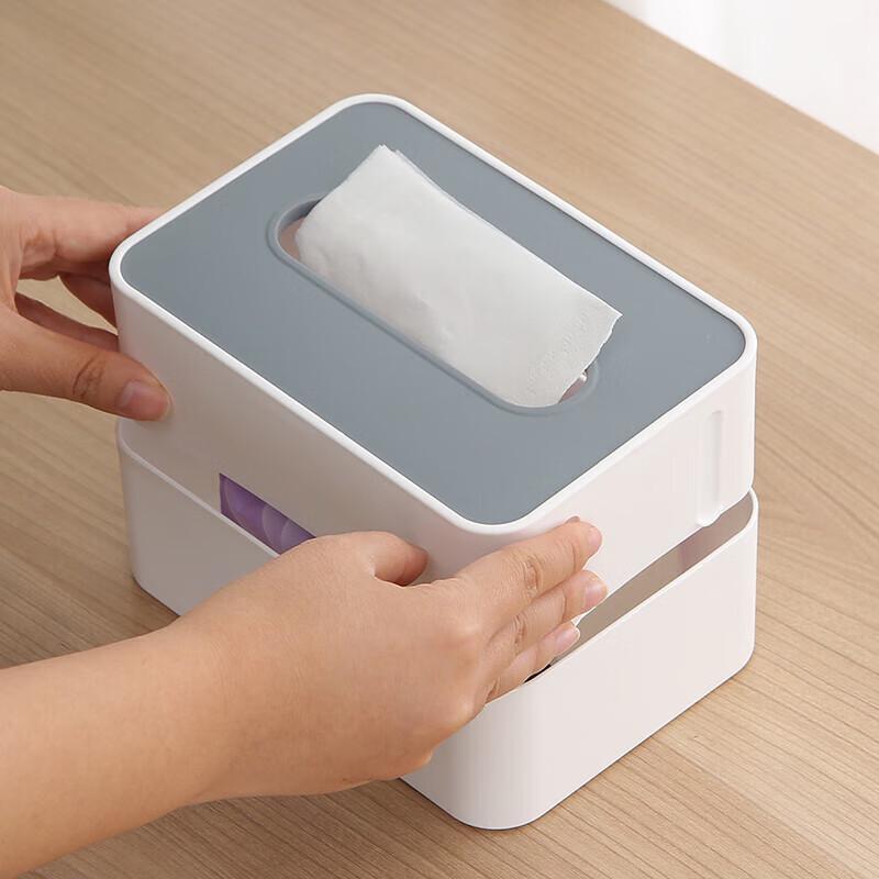 Adjustable White Plastic Tissue Box Holder