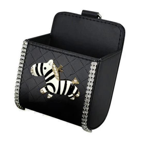 

Crystal Diamond Crown Автомобільний вихід Повітряний отвір Коробка для сміття для автомобіля Тримач для мобільного телефону Сумка-Органайзер Підвісна сумка для зберігання Оформлення автомобіля зебра