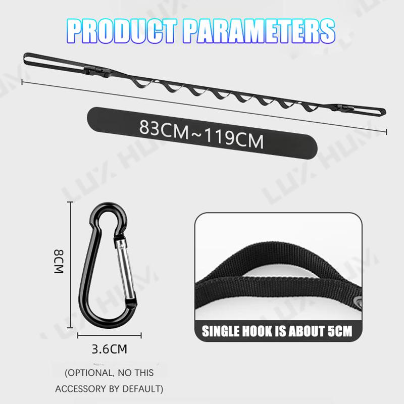 Portable Car Clothes Hanger Rope 10Kg Large-Bearing Car Clothesline 83Cm-119Cm Adjustable Clothes Storage Hanger For Traveling