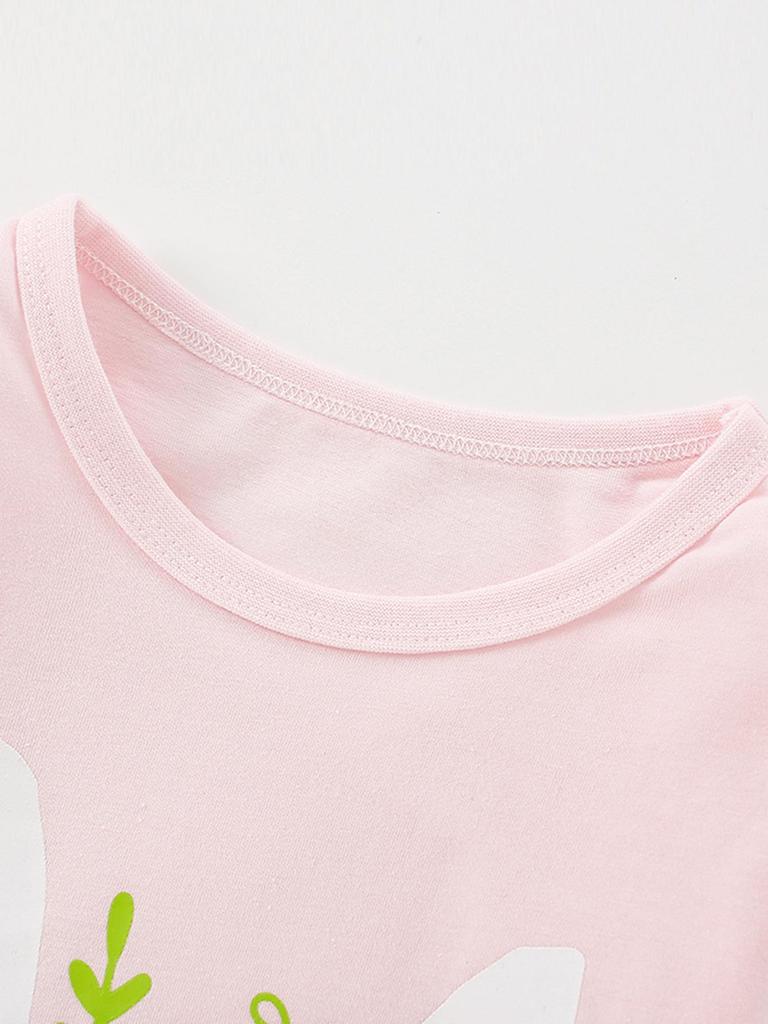Cartoon Rabbit Print Girls' Long-Sleeved T-shirt - Autumn/Winter Collection
