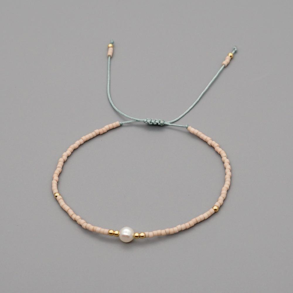 Retro Colorful Seed Bead & Faux Pearl Adjustable Bracelet - Trendy Hand-woven Jewelry for Women