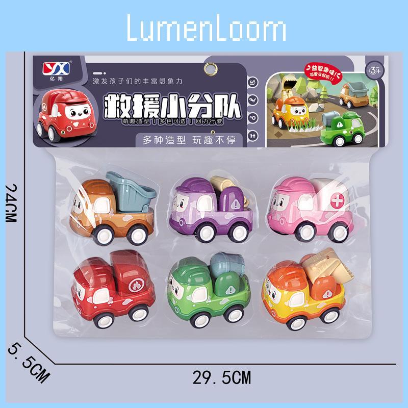 Cartoon Design Excavator Dump Mixer Truck Crane Rescue Car Children Toy Set