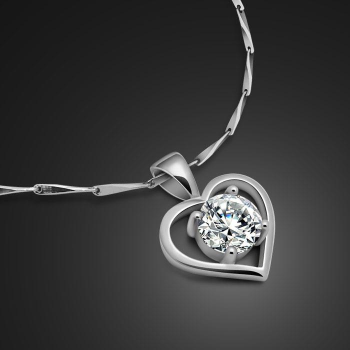 

Cold Wind Heart Pendant Necklace Women S Simple Clavicle Chain Platinum Plated Chain Versatile Gift Day Jewelry