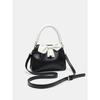 Fashiable and versatile color blocking small square bag with bow and pleated black handbag