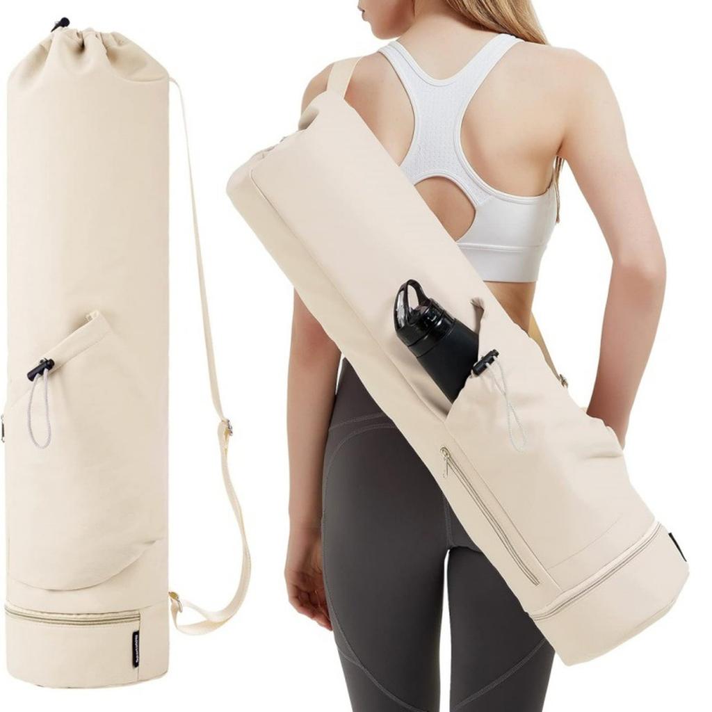 Large Capacity Exercise Yoga Mat Bag With Water Bottle Pocket And Bottom Wet Bag Sports Yoga Mat With Adjustable Shoulder Strap
