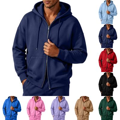 Men's Color Double-Zip Hooded Sweatshirt for Casual Daily Wear