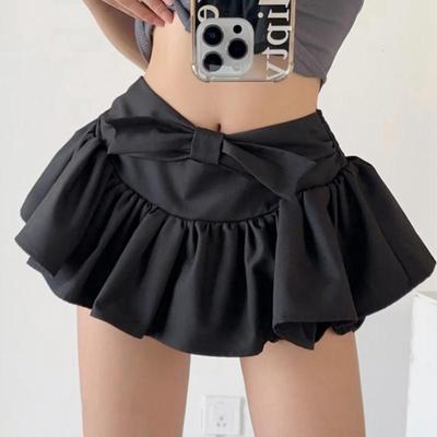 Sweet Cute Bow Mini Skirt for Women Sexy Lolita Ballet Style Black Shorts Skirt Girls Summer Fashion Streetwear Y2k Clothing