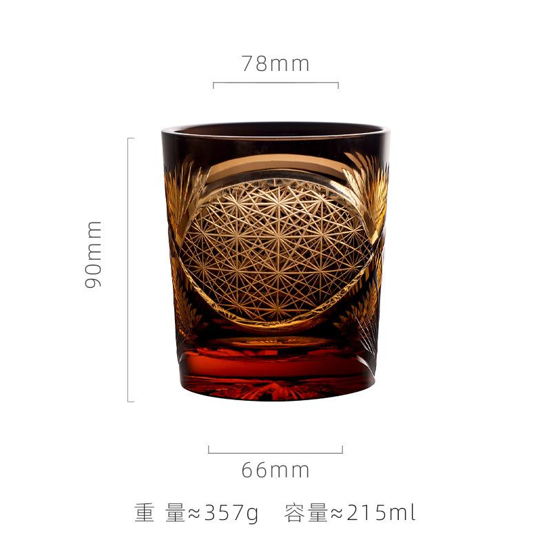 Japanese Hand Carved Edo Kiriko Crystal Glass Whiskey Cup For Men Collectible Barware