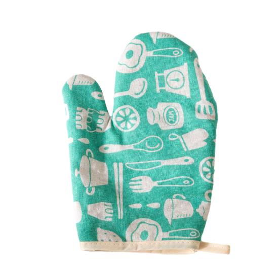 Thickened Cotton-Linen Oven Mitts with Non-Slip Grip Heat-Resistant Baking Gloves for Microwave Grill Breathable
