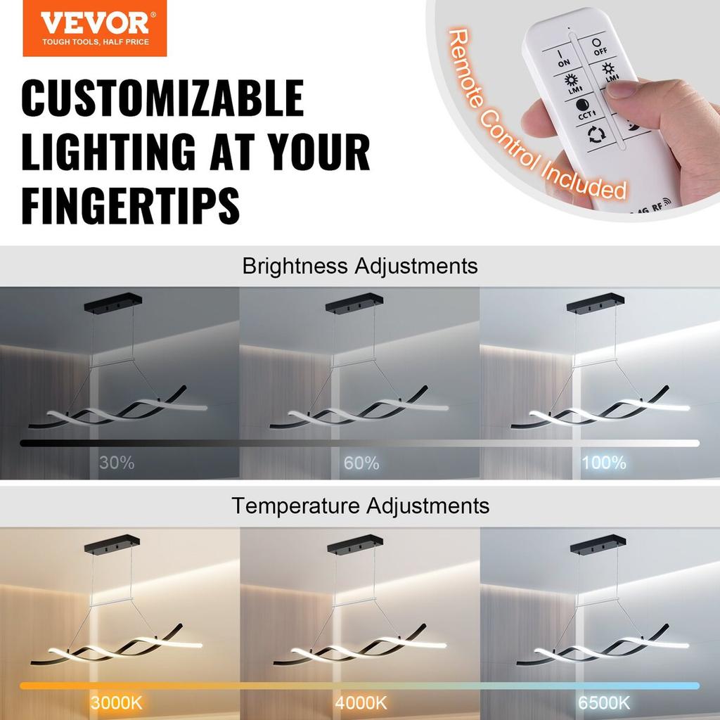 Modern Chandelier Light Fixtures Dimmable LED Pendant Light Remote Control
