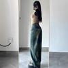 Retro džíny plus size s vysokým pasem a širokými nohavicemi - Zeštíhlující rovné podzimní kalhoty pro ženy