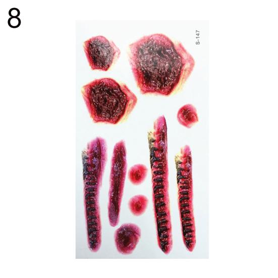 3D Halloween Bloody Scar Temporary Tattoo Sticker Cosplay Body Art Makeup Decal
