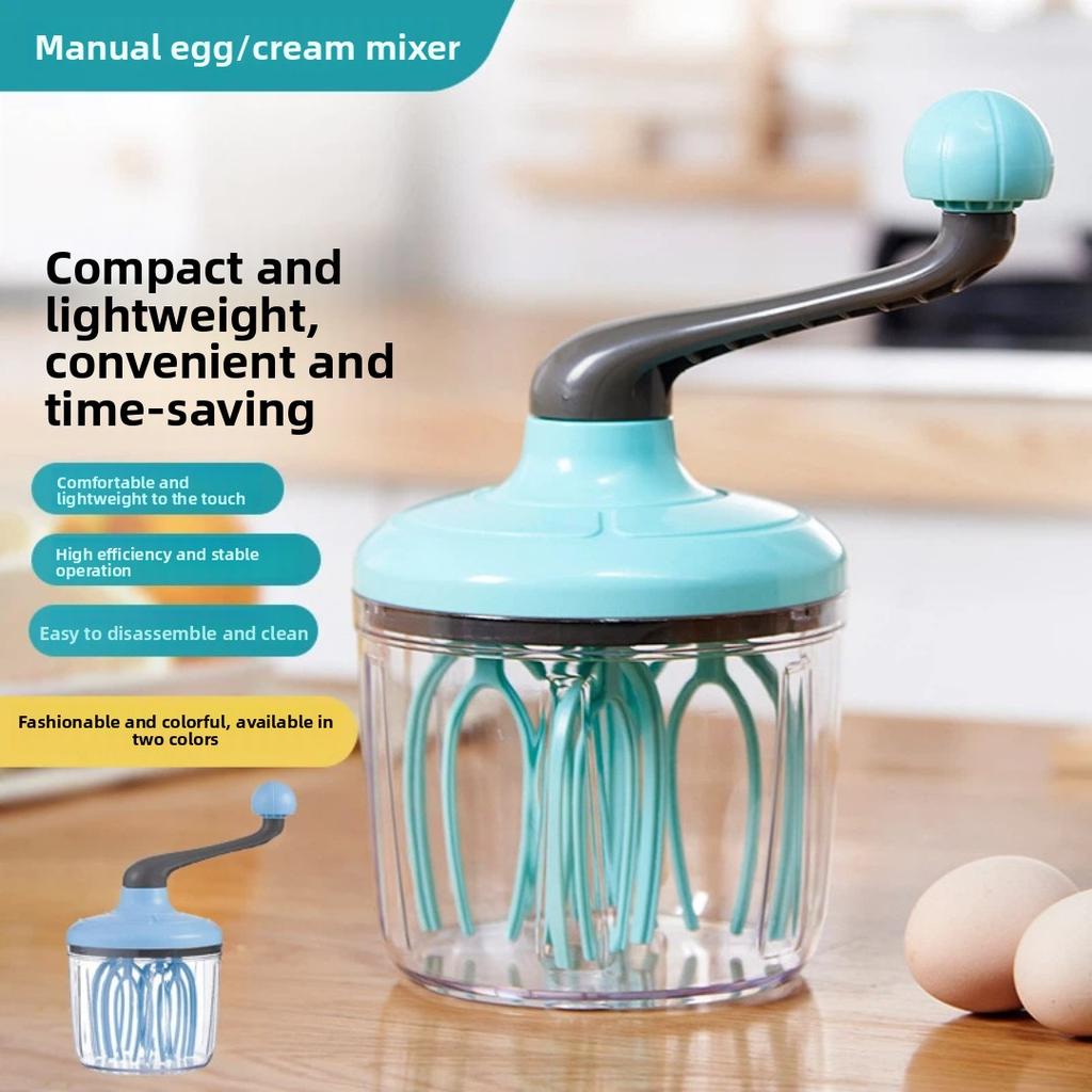 Semi-Automatic Rotating Egg Beater 304 Stainless Steel Hand Press Whisk for Cream Egg Foam Baking