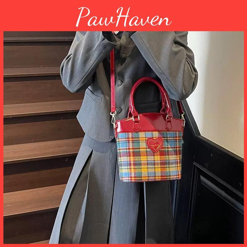 Fashion Checkered Splicing Pattern Women Casual Shoulder Bag For Use Daily