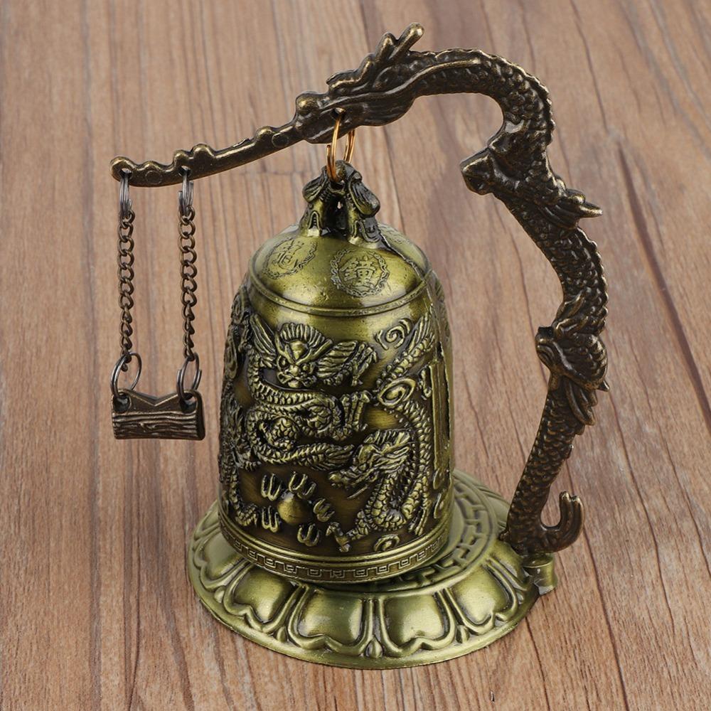 Alloy Dragon Bell Decoration Lotus Feng Shui Bell Buddhist Bell Ornament Home Office Decor