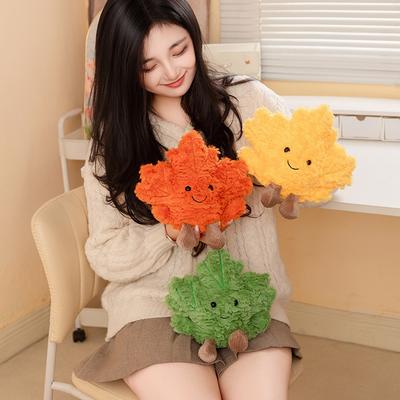 Cute Expression Maple Leaf Doll Plush Toy Autumn Leaf Doll Children's Company Soothing Doll