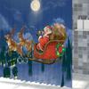 Full Night Moon Christmas Scene Shower Curtain Santa Claus Elk Deer Bathroom Partition Waterproof Hanging Curtain With Hooks