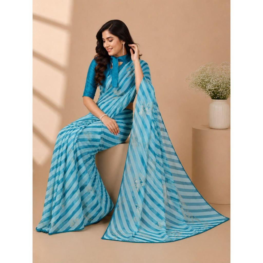 New Launch Elegant Foil Print Georgette Saree Collection