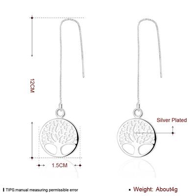 Versilberte Ohrringe S925 Silber Ohrringe versilbert Schmuck Baum des Lebens exquisite modische Damen Ohrringe Ohrringe Ohrringe
